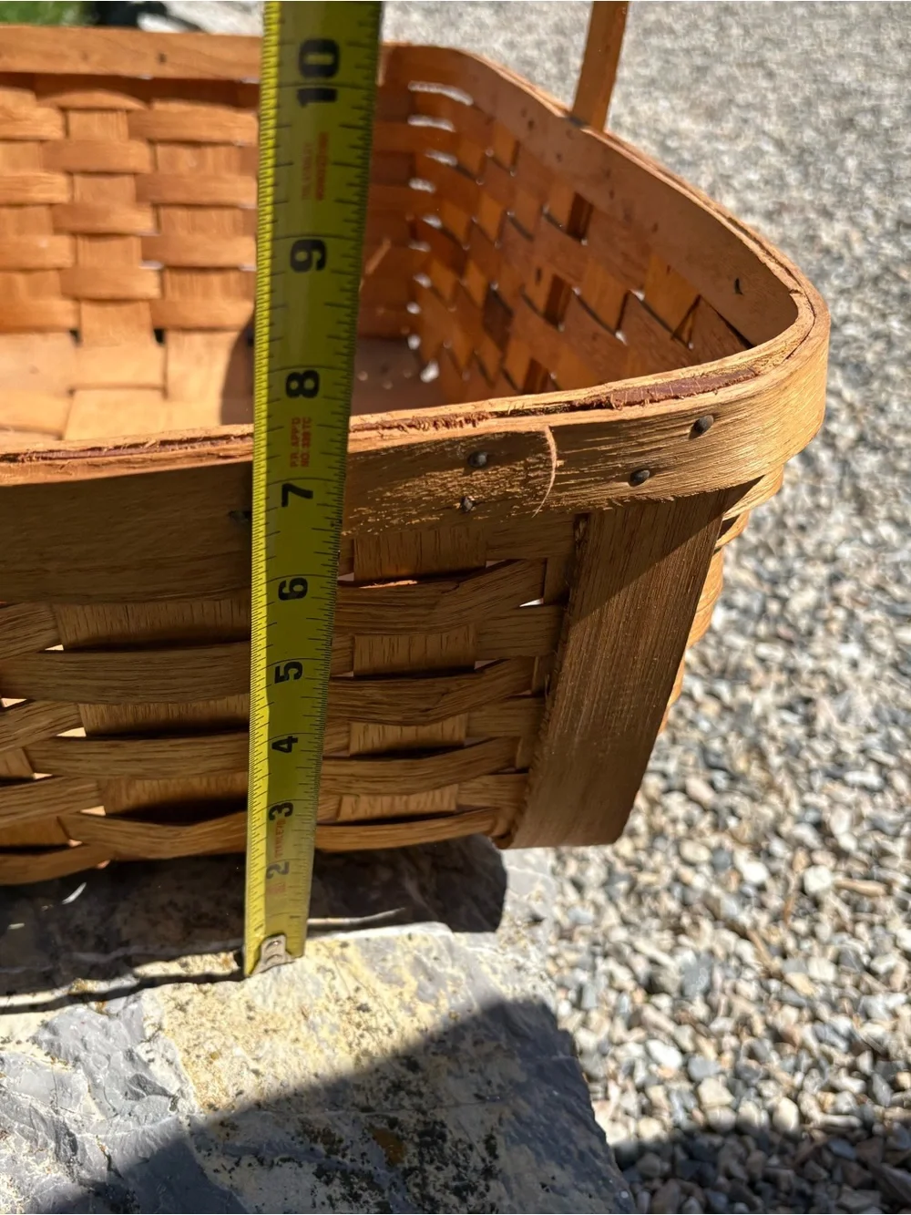 Classic Vintage Woven Wood Basket in Natural Brown